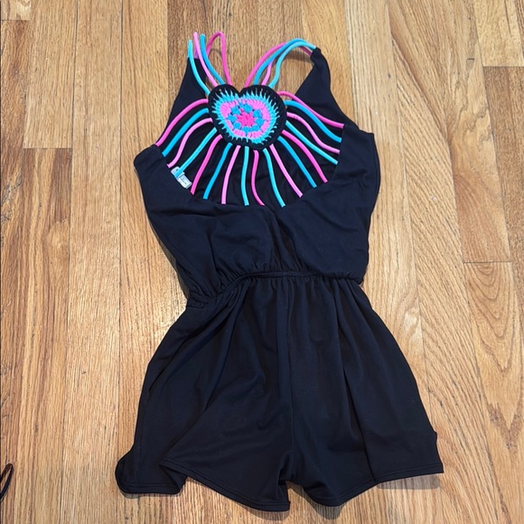 Little Peixoto Black Kids Romper With Colorful Back Detailing Size Small - Picture 2 of 5
